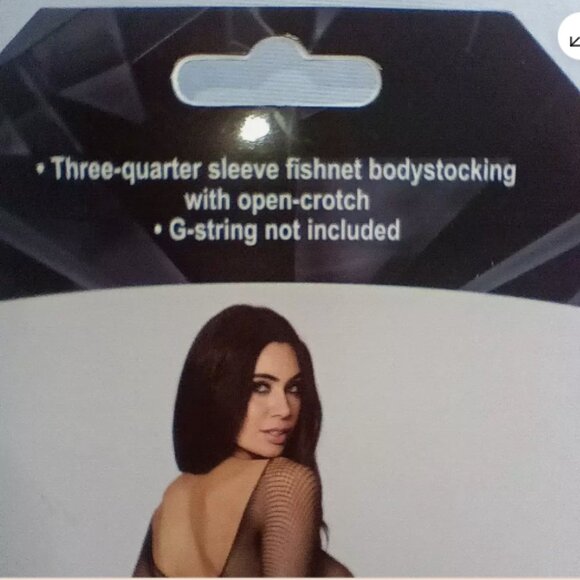 NWT Dreamgirl Black 3/4 Sleeve Fishnet Body Stocking One Size C11 - Picture 4 of 5